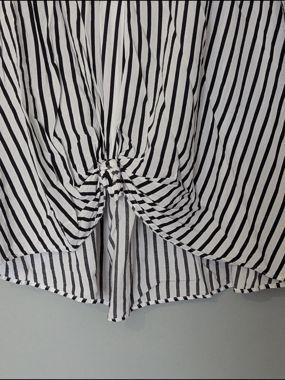 Addition Elle Womens Black White Vertical Striped Knot-Front Blouse Coastal Chic - Picture 2 of 9